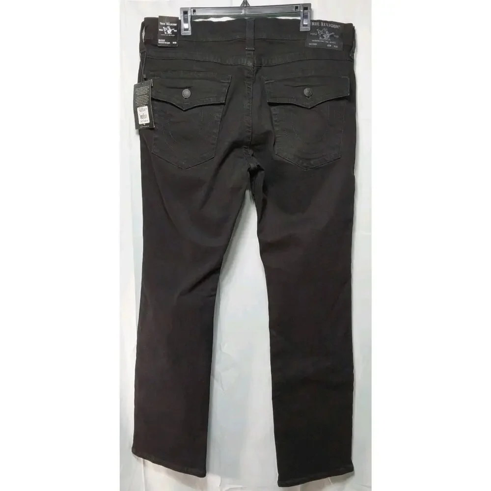True Religion W40 Black Ricky Relaxed Straight Jeans #M162